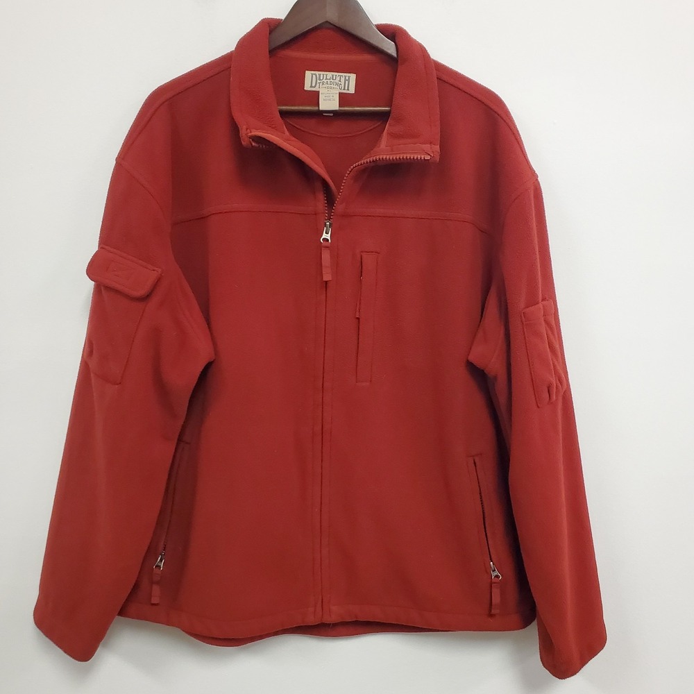 Duluth Mens Full Zip‎ Shoreman Fleece Jacket Size XL Red Outdoors Hiking Trails